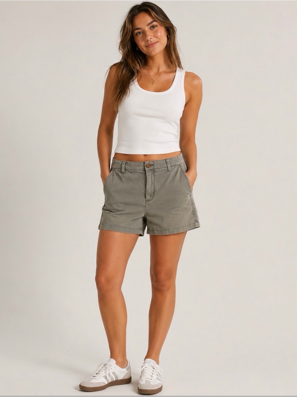 Sage Green Girlfriend Chino Shorts